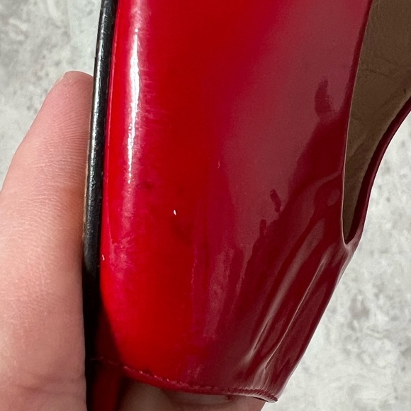 Stuart Weitzman Peep Toe Pumps Bright Red 9 Bold Solid Stiletto Heels Party - Picture 9 of 10